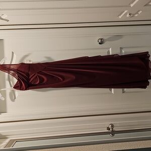 David's Bridal One-Shoulder Gown in Deep Burgundy NWT